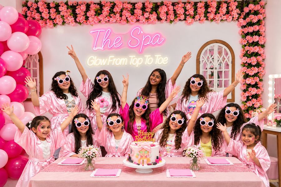 Girls celebrating a spa birthday at The Spa