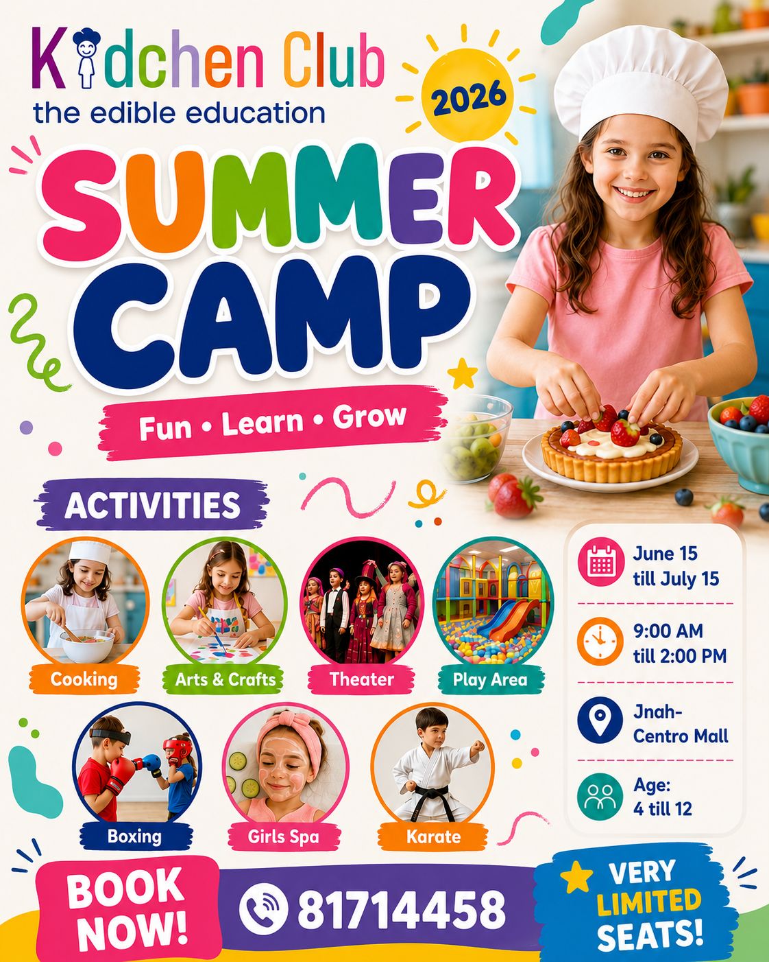 Kidchen Club Summer Camp 2026 — Fun, Learn, Grow — June 15 to July 15