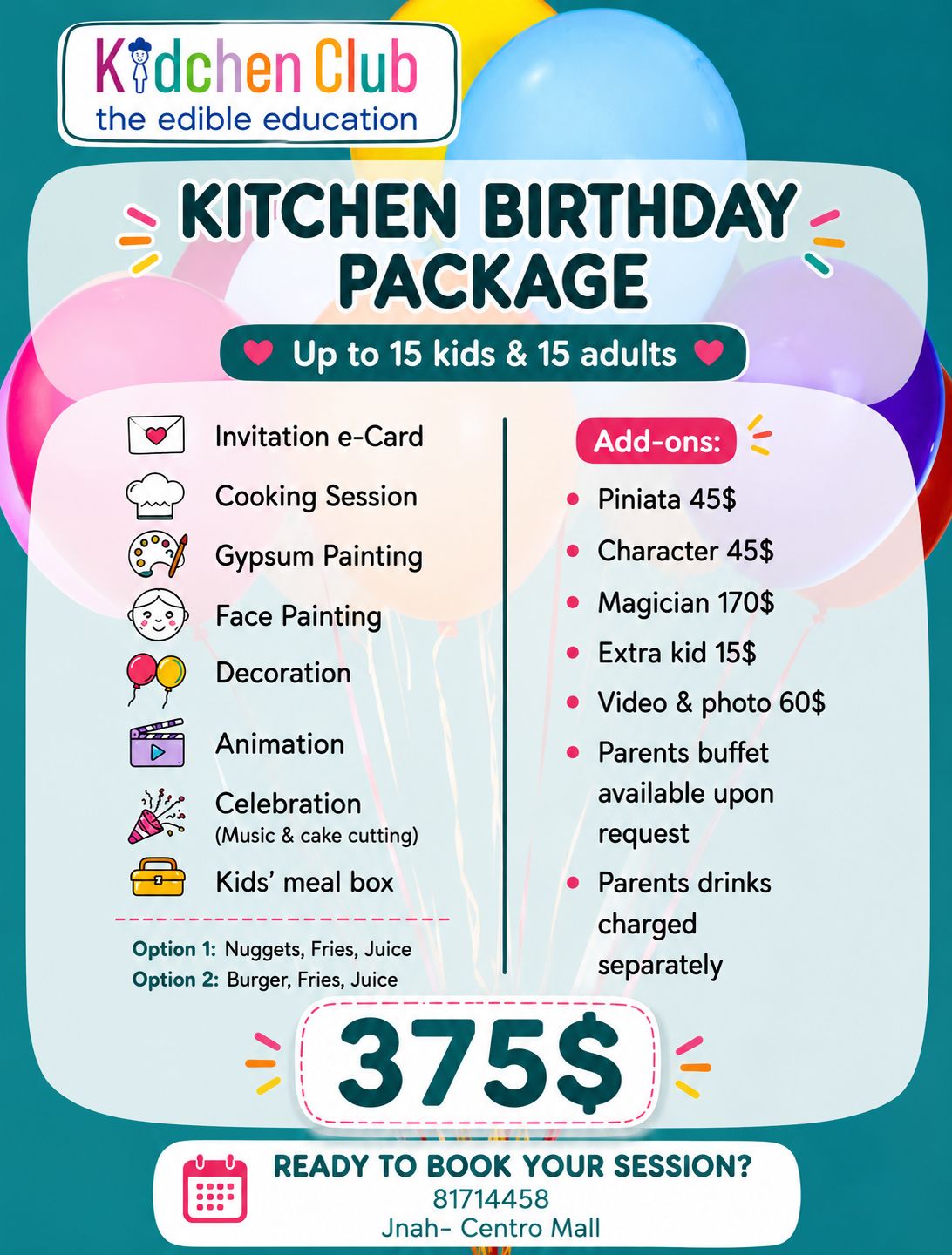 Kitchen Birthday Package — ages 4 to 11