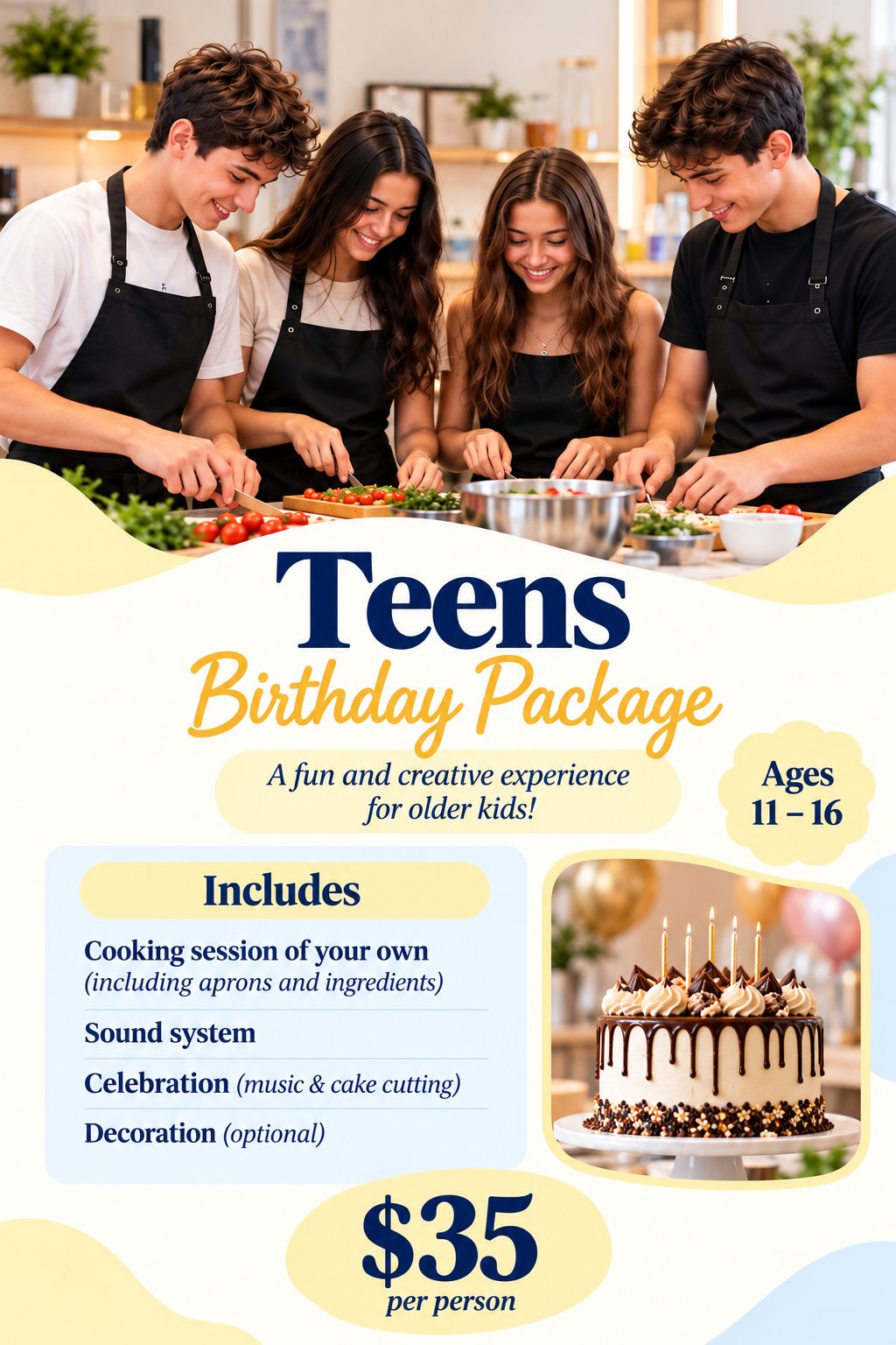 Teens birthday cooking party at Kidchen Club